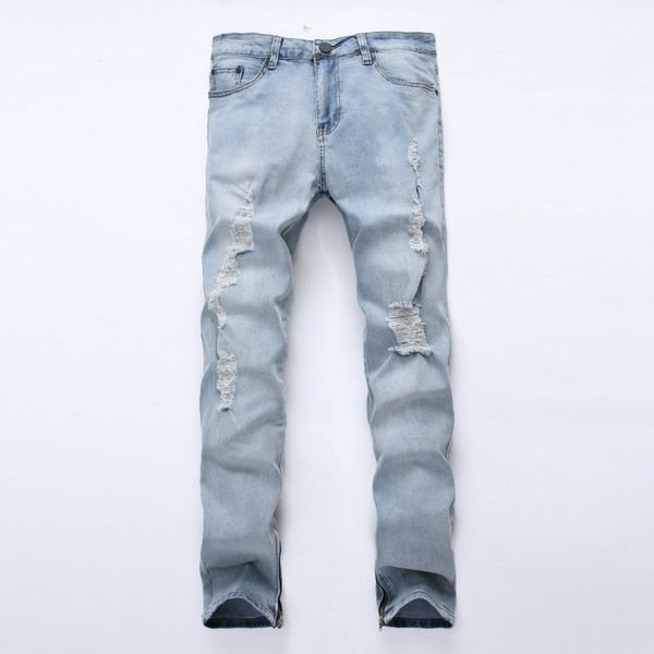 2018 new streetwear mens destroyed jeans hole casual pants damage jeans ripped for men zipper skinny men, Blue
2018 new streetwear mens destroyed jeans hole casual pants damage jeans ripped for men zipper skinny men, Blue