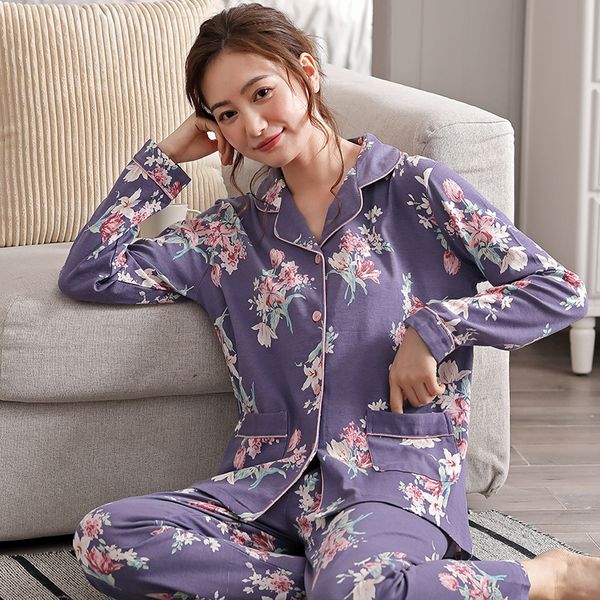 autumn pajamas suit cotton pijama mujer flower elegant women sleepwear set women nightwear long pant cototn pajamas, Black;red
autumn pajamas suit cotton pijama mujer flower elegant women sleepwear set women nightwear long pant cototn pajamas, Black;red