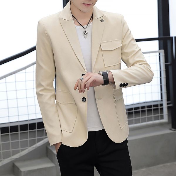 2020 spring men no ironing fashion casual blazer teenager slim fit fold-down collar blazer, White;black
2020 spring men no ironing fashion casual blazer teenager slim fit fold-down collar blazer, White;black