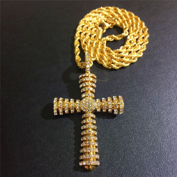 fashion mens gold necklace cross pendant hip hop jewelry rhinestone crystal design stainless steel 60cm long chain punk necklaces for men, Silver
fashion mens gold necklace cross pendant hip hop jewelry rhinestone crystal design stainless steel 60cm long chain punk necklaces for men, Silver