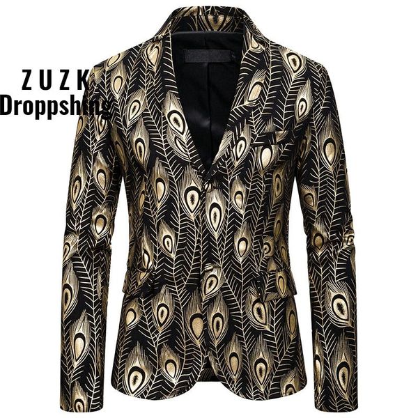 men's suits & blazers zuzk gold peacock print party suit jacket men single breasted slim fit blazer mens club prom stage clothes, White;black
men's suits & blazers zuzk gold peacock print party suit jacket men single breasted slim fit blazer mens club prom stage clothes, White;black