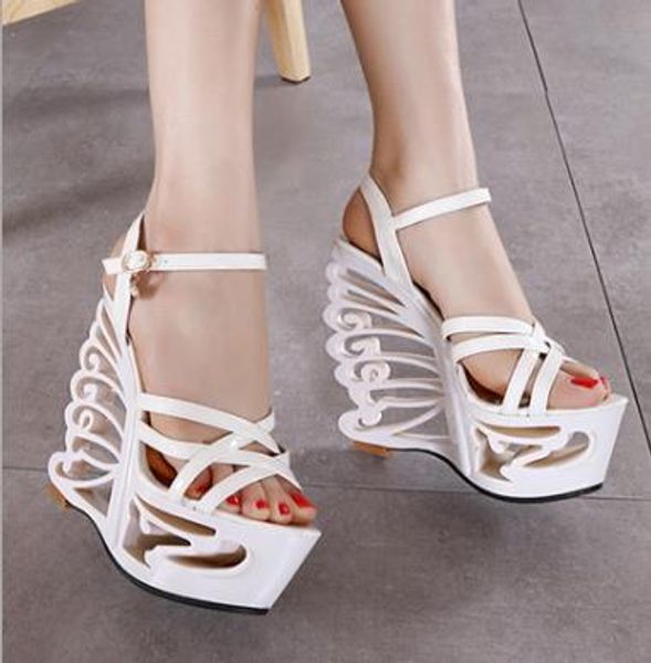 size 34 to 41 bridal wedding shoes designer high heels hollow out strange heel platform wedge shoes 15cm tradingbear, Black
size 34 to 41 bridal wedding shoes designer high heels hollow out strange heel platform wedge shoes 15cm tradingbear, Black