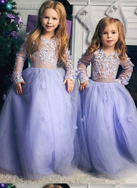 romantic lilac flower girls dresses for wedding ball gowns with long illusion lace sleeves tulle jewel neck handmade flowers, White;blue
romantic lilac flower girls dresses for wedding ball gowns with long illusion lace sleeves tulle jewel neck handmade flowers, White;blue