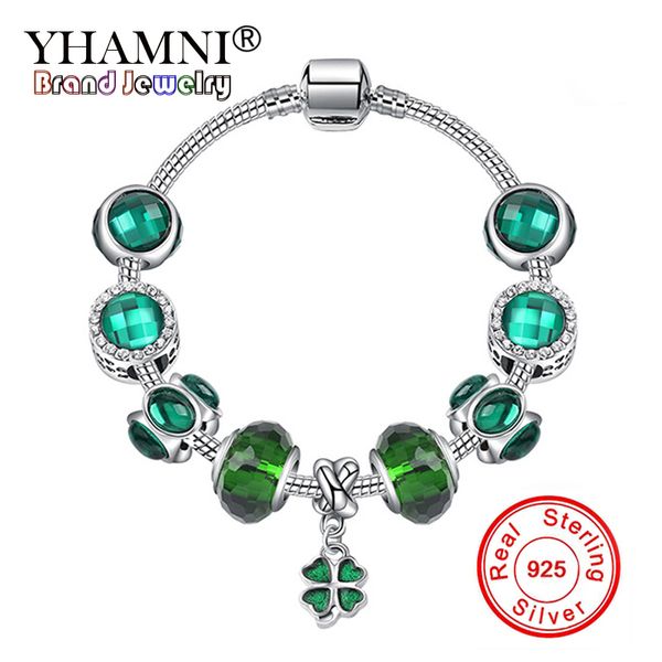 yhamni original 925 silver crystal four leaf clover bracelet with murano glass beads charm bracelet bangle for women diy jewelry, White
yhamni original 925 silver crystal four leaf clover bracelet with murano glass beads charm bracelet bangle for women diy jewelry, White