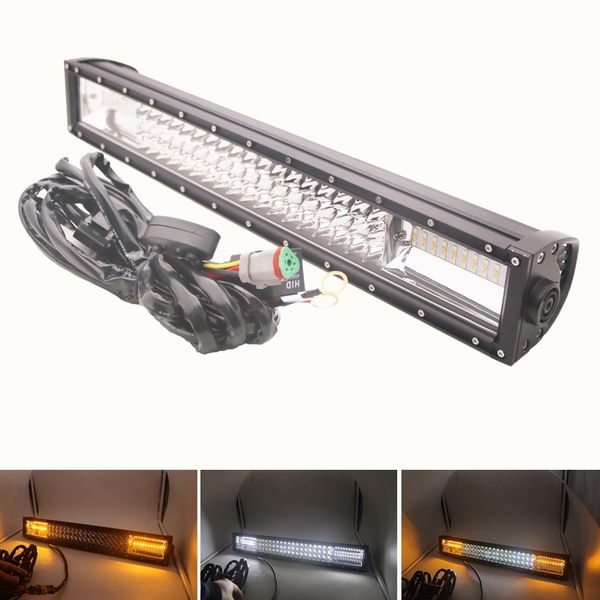 22 inch 324w white amber led light bar for offroad car truck 4x4 suv atv 12v 24v driving lamp with wire harness remote control
22 inch 324w white amber led light bar for offroad car truck 4x4 suv atv 12v 24v driving lamp with wire harness remote control