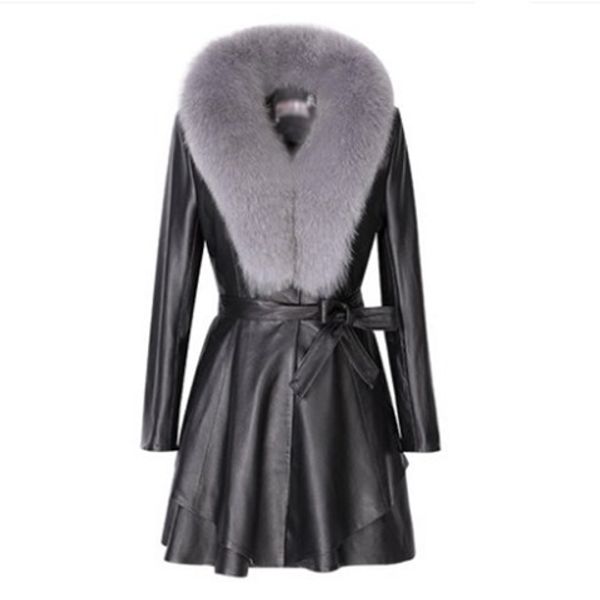 leather fur women coat long faux leather slim jackets big-fur collar fashion lady elegant outwear coat, Black
leather fur women coat long faux leather slim jackets big-fur collar fashion lady elegant outwear coat, Black