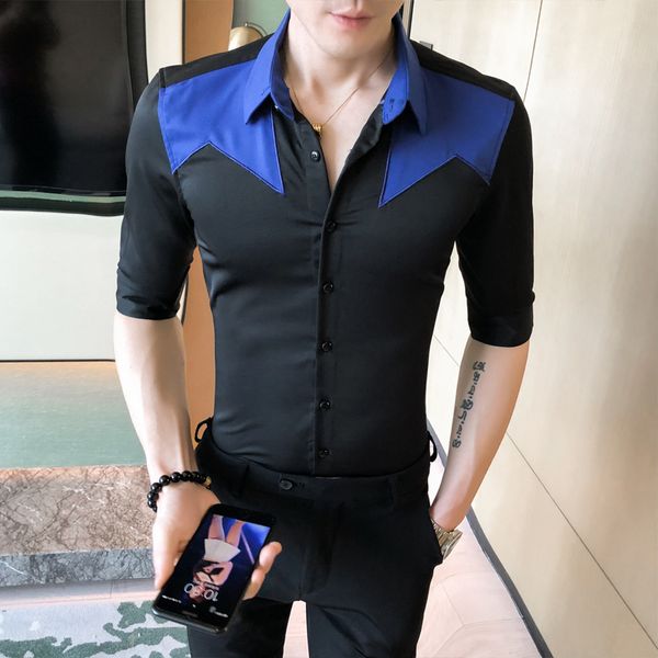 fashion patchwork design men casual shirt half sleeve summer 2020 slim fit work shirt men all match night club prom tuxedo 3xl, White;black
fashion patchwork design men casual shirt half sleeve summer 2020 slim fit work shirt men all match night club prom tuxedo 3xl, White;black