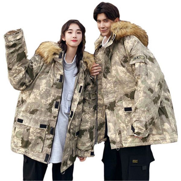 cotton clothing women winter lovers jackets 2019 new korean loose bf large fur collar camouflage thick warm parkas coats n1153, Black
cotton clothing women winter lovers jackets 2019 new korean loose bf large fur collar camouflage thick warm parkas coats n1153, Black