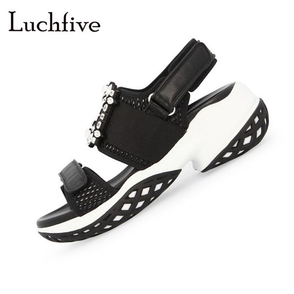 white mesh sandals height increasing platform beach sandals crystal buckle strap summer open toe casual shoes women, Black
white mesh sandals height increasing platform beach sandals crystal buckle strap summer open toe casual shoes women, Black