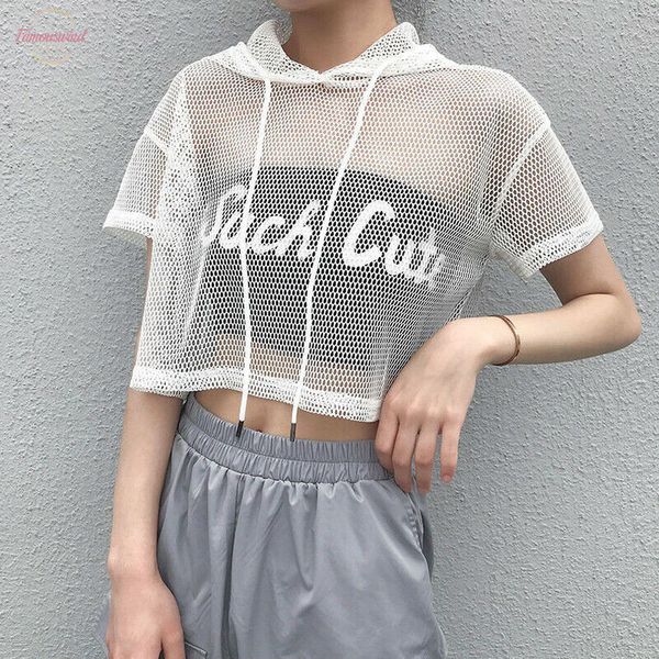 womens hollow mesh net hooded t shirt short sleeve tee transparent black swxy clubwear party, White
womens hollow mesh net hooded t shirt short sleeve tee transparent black swxy clubwear party, White