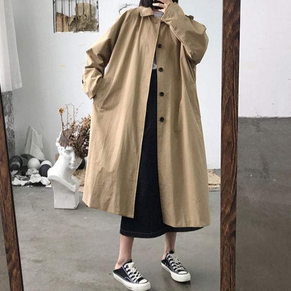 women's trench coats women long coat elegant fashion female khaki cardigan straight windbreaker 2021 spring autumn vintage outerwear, Tan;black
women's trench coats women long coat elegant fashion female khaki cardigan straight windbreaker 2021 spring autumn vintage outerwear, Tan;black