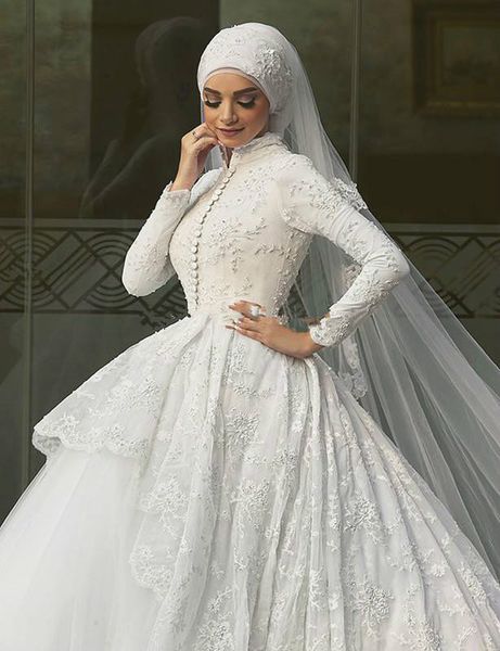 ball gown muslim wedding dresses high neck long sleeve white lace modest design bridal gowns sweep train customize plus size
ball gown muslim wedding dresses high neck long sleeve white lace modest design bridal gowns sweep train customize plus size