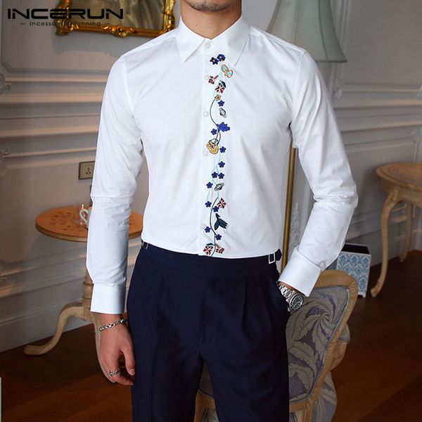 men's casual shirts incerun fashion brand men floral embroidered lapel long sleeve elegant camisas hombre social business dress shirt 2, White;black
men's casual shirts incerun fashion brand men floral embroidered lapel long sleeve elegant camisas hombre social business dress shirt 2, White;black
