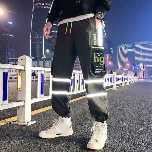 men's pants 2021 summer color matching fluorescent japanese style overalls spring extra loose casual, Black
men's pants 2021 summer color matching fluorescent japanese style overalls spring extra loose casual, Black