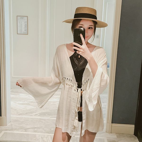 white v-neck swimsuit swimsuit coat shirt women's blouse maldives holiday sunscreen shirt midi beach coat cardigan women, White;black
white v-neck swimsuit swimsuit coat shirt women's blouse maldives holiday sunscreen shirt midi beach coat cardigan women, White;black