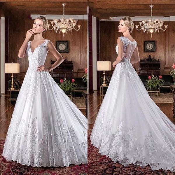 vestidos de noiva бразилия свадебные платья с v-образным вырезом и кружевом a line sweep поезд иллюзия назад выполненные на заказ дешевые св, White
vestidos de noiva бразилия свадебные платья с v-образным вырезом и кружевом a line sweep поезд иллюзия назад выполненные на заказ дешевые св, White