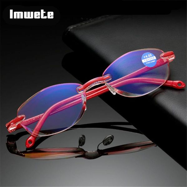 imwete women reading glasses rimless blue light blocking presbyopia glasses hyperopia frameless reader eyewear 1.0 1.5 2.0, White;black