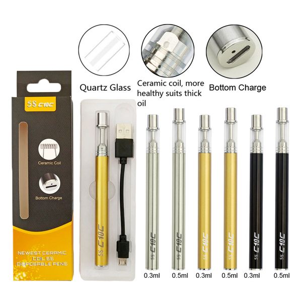 5S C10C Disposable Vape Pen .3ml 0.5ml Vape Cartridges 280mAh Vape Battery Ceramic Coil Vaporizer Pens Bottom USB Port with Retail Box
5S C10C Disposable Vape Pen .3ml 0.5ml Vape Cartridges 280mAh Vape Battery Ceramic Coil Vaporizer Pens Bottom USB Port with Retail Box