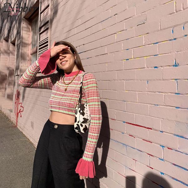 autumn harajuku bell sleeve crop women t shirts leisure plaid printing basic mujer street slim tee shirts, White
autumn harajuku bell sleeve crop women t shirts leisure plaid printing basic mujer street slim tee shirts, White
