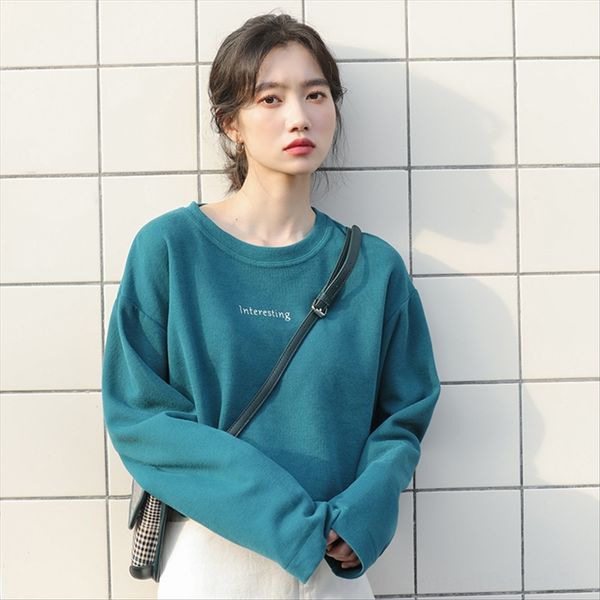 small t-shirt short long-sleeved t-shirt female 2020 autumn loose casual student round collar small letter fashion, White
small t-shirt short long-sleeved t-shirt female 2020 autumn loose casual student round collar small letter fashion, White