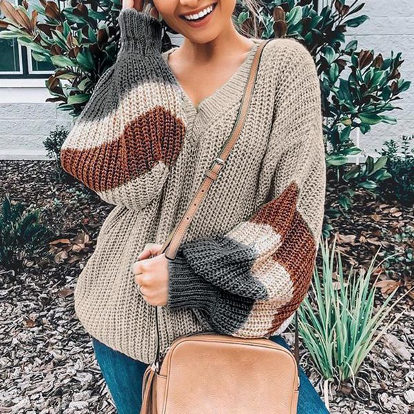 v neck plus women autumn sweater 2019 winter patchwork loose lantern sleeve streetwear stripe jumper female pullover, White;black
v neck plus women autumn sweater 2019 winter patchwork loose lantern sleeve streetwear stripe jumper female pullover, White;black