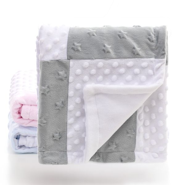 

2 layers 3d dot star heart pattern splicing fleece coral minky soft thermal toddler child baby blanket bedding quilt swaddle