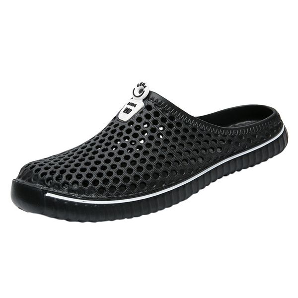 men shoes beach casual men's slippers hollow out casual couple beach sandal flip flops shoes non-slide male slippers #yl5, Black