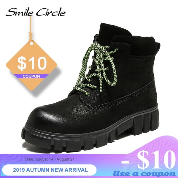 smile circle ankle women boots genuine leather shoes fashion british style women casual round toe ladies boots, Black
smile circle ankle women boots genuine leather shoes fashion british style women casual round toe ladies boots, Black
