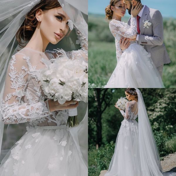 2020 bohemian new arrival long sleeve a line wedding dresses jewel neck tulle lace applique bridal gowns button sweep train wedding gowns, White
2020 bohemian new arrival long sleeve a line wedding dresses jewel neck tulle lace applique bridal gowns button sweep train wedding gowns, White