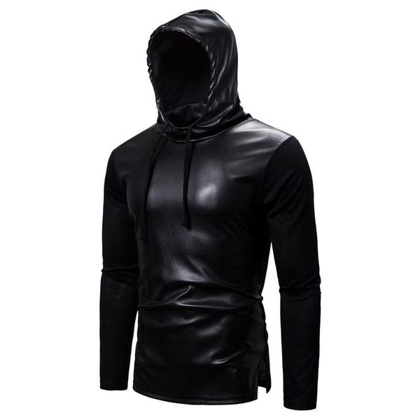 long sleeve mens hooded solid color casual mens tees leather designer mens tshirts black pullover, White;black
long sleeve mens hooded solid color casual mens tees leather designer mens tshirts black pullover, White;black
