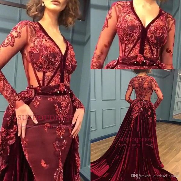 2019 vintage burgundy velvet mermaid prom dresses long sleeves deep v neck lace beads evening dresses formal women party gowns bc0731, Black
2019 vintage burgundy velvet mermaid prom dresses long sleeves deep v neck lace beads evening dresses formal women party gowns bc0731, Black