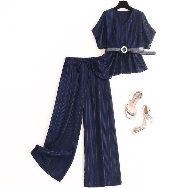 women plus size and blouses batwing sleeve belt chiffon and wide leg pants two piece sets summer 2020 blue, White
women plus size and blouses batwing sleeve belt chiffon and wide leg pants two piece sets summer 2020 blue, White