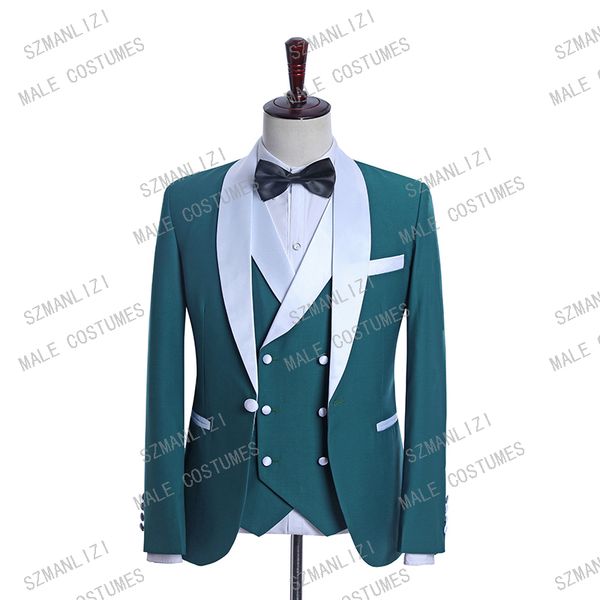 costume homme 2019 new design green suit with white lapel custom made 3 piece suits men slim fit formal wedding suit groom, White;black
costume homme 2019 new design green suit with white lapel custom made 3 piece suits men slim fit formal wedding suit groom, White;black