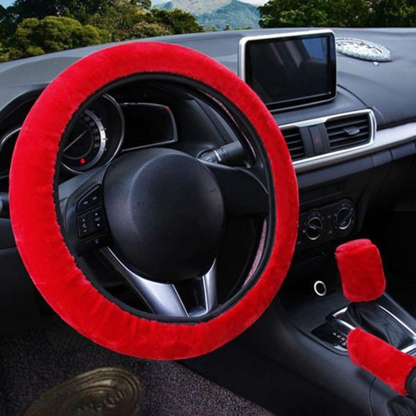 3pcs/set soft plush car steering wheel cover winter warm steering wheel hand brake set gear covers protector car styling
3pcs/set soft plush car steering wheel cover winter warm steering wheel hand brake set gear covers protector car styling
