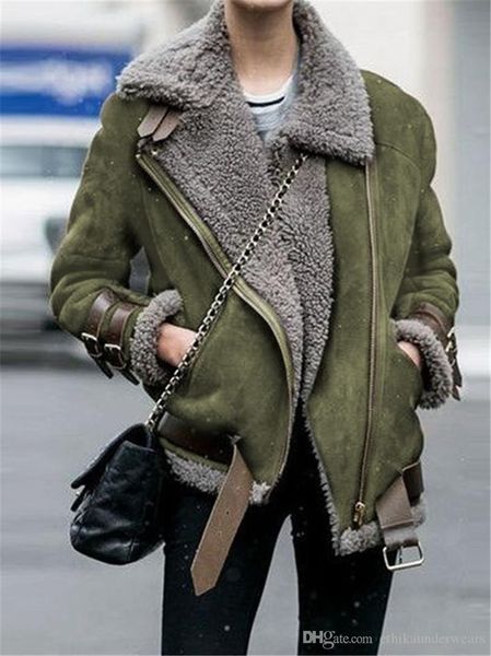 motorcycle thick womens coats winter lamb fur long sleeve lapel neck ladies outerwear casual female clothes, Black;brown
motorcycle thick womens coats winter lamb fur long sleeve lapel neck ladies outerwear casual female clothes, Black;brown