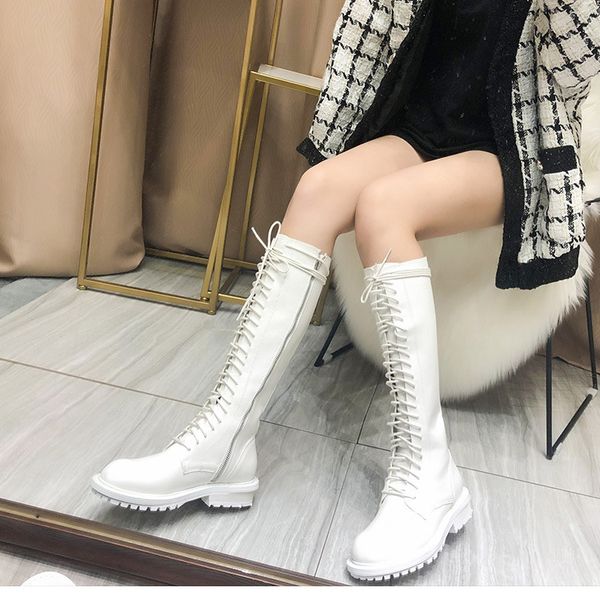 europe fashion white designer soft leather long boots woman motorcycle booties lace up strap low heel knee high boots, Black
europe fashion white designer soft leather long boots woman motorcycle booties lace up strap low heel knee high boots, Black