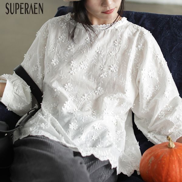 superaen embroidered cotton fashion shirts female 2019 autumn new wild women blouses and nine sleeve women clothing, White
superaen embroidered cotton fashion shirts female 2019 autumn new wild women blouses and nine sleeve women clothing, White