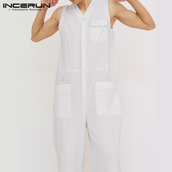 incerun men jumpsuits casual sleeveless cargo overalls man solid color v neck rompers loose cotton baggy long pants chic bottoms, Black
incerun men jumpsuits casual sleeveless cargo overalls man solid color v neck rompers loose cotton baggy long pants chic bottoms, Black