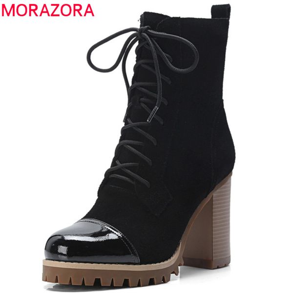 morazora 2020 new arrival ankle boots women round toe suede leather autumn boots fashion high heels shoes ladies lace up, Black
morazora 2020 new arrival ankle boots women round toe suede leather autumn boots fashion high heels shoes ladies lace up, Black