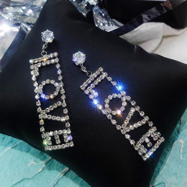 fashion super flash full diamond letters love and kiss earrings personalized hipster earrings long european and american temperament earring, Silver
fashion super flash full diamond letters love and kiss earrings personalized hipster earrings long european and american temperament earring, Silver