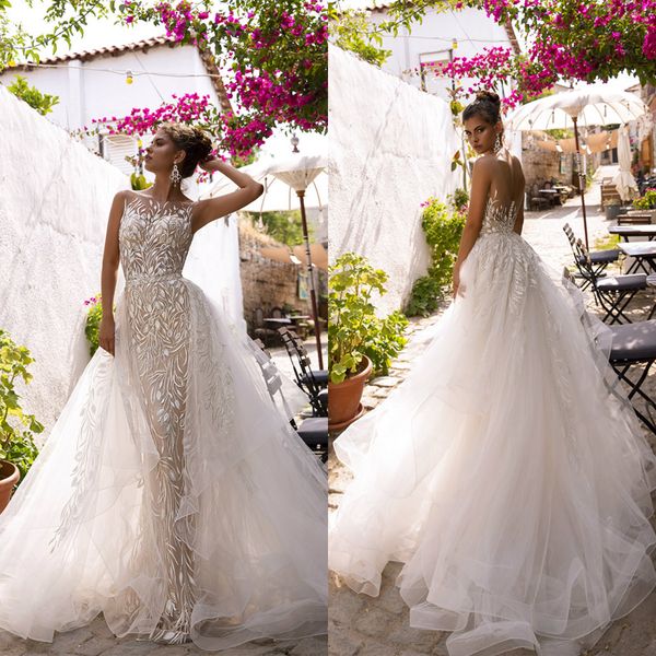2020 oksana mukha mermaid wedding dresses with detachable train appliqued lace country wedding dress bridal gowns sweep train abiti da sposa, White
2020 oksana mukha mermaid wedding dresses with detachable train appliqued lace country wedding dress bridal gowns sweep train abiti da sposa, White