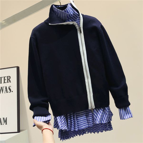 sweater + stripe shirt women's new autumn winter thick loose outer wear retro sweater sweaters femme twopiece nancylim, White;black
sweater + stripe shirt women's new autumn winter thick loose outer wear retro sweater sweaters femme twopiece nancylim, White;black