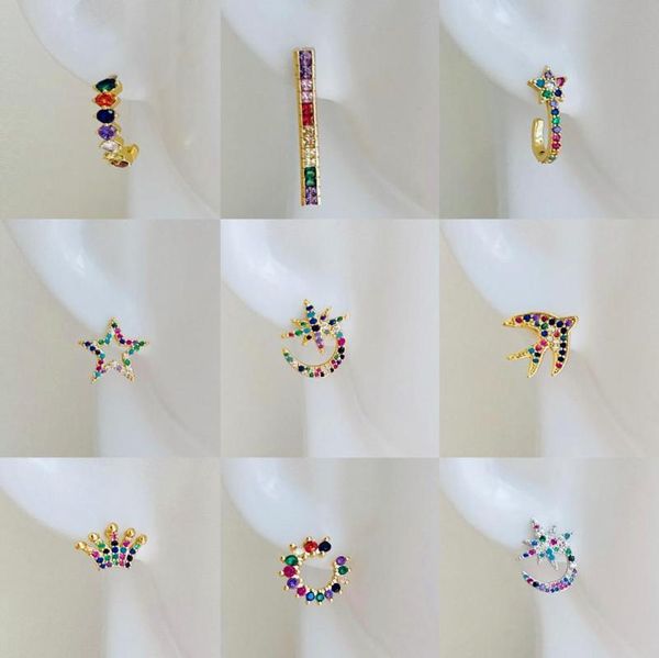hecheng 1pair cz rainbow ear studs wholesale star tisra swallow earrings fashion for women jewelery accessories special gifts, Golden;silver
hecheng 1pair cz rainbow ear studs wholesale star tisra swallow earrings fashion for women jewelery accessories special gifts, Golden;silver