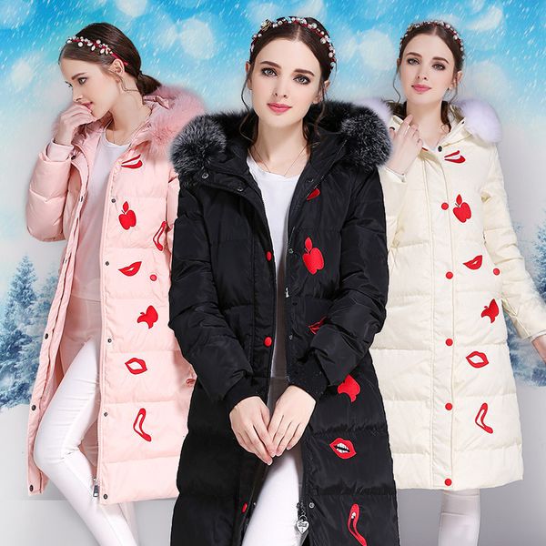winter coat female elegant women's down jacket + fur hooded 2020 korean ladies warm print coats thick long jackets lw970, Black
winter coat female elegant women's down jacket + fur hooded 2020 korean ladies warm print coats thick long jackets lw970, Black