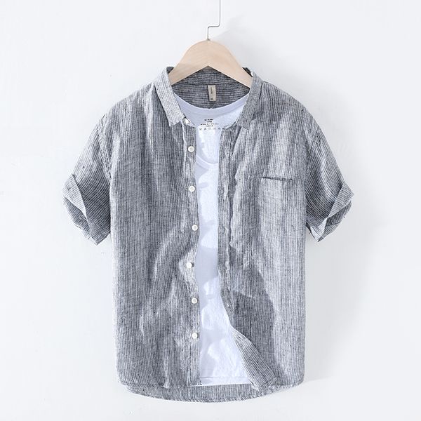 100% pure linen summer striped shirts for men short sleeve fashion shirt man casual turn-down collar y2446, White;black
100% pure linen summer striped shirts for men short sleeve fashion shirt man casual turn-down collar y2446, White;black