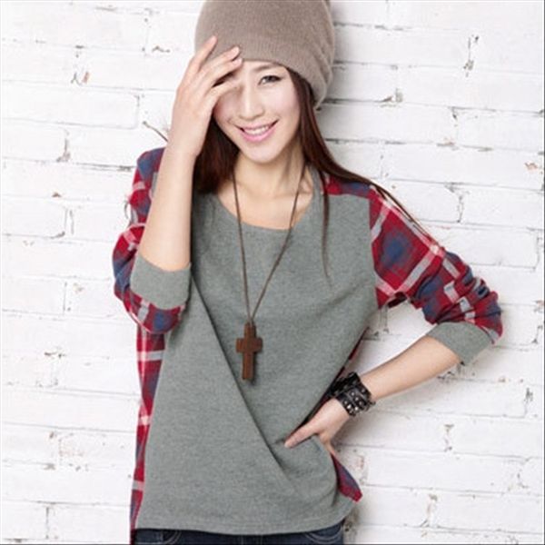 season loose women's mosaic plaid enlarged size slim long sleeve 2359 season loose women's t-shirt mosaic plaid t-shirt enlarged s, White
season loose women's mosaic plaid enlarged size slim long sleeve 2359 season loose women's t-shirt mosaic plaid t-shirt enlarged s, White