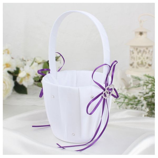 double heart wedding flower girl basket white satin rhinestone decor purple wedding party favor
double heart wedding flower girl basket white satin rhinestone decor purple wedding party favor