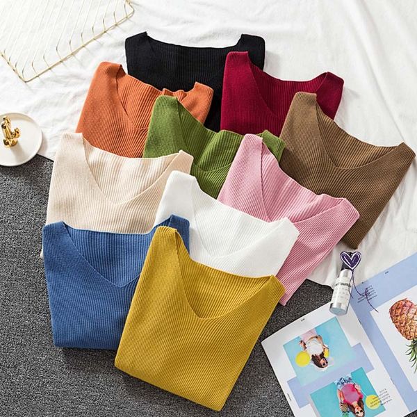 2019 new autumn sweater women pullover elastic knitted jumper long sleeve v-neck winter basic female knitwear sueter mujer, White;black
2019 new autumn sweater women pullover elastic knitted jumper long sleeve v-neck winter basic female knitwear sueter mujer, White;black