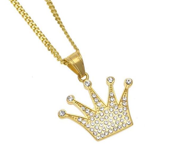 good quality men stainless steel gold plated crown pendant necklace iced out bling crystal rhinestone hip hop necklace jewelry with chain, Silver
good quality men stainless steel gold plated crown pendant necklace iced out bling crystal rhinestone hip hop necklace jewelry with chain, Silver