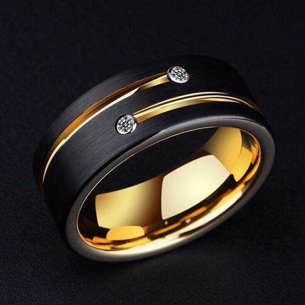 new arrival 8mm black tungsten rings with gold grooved luxury double cz stone classic men women wedding band, Slivery;golden
new arrival 8mm black tungsten rings with gold grooved luxury double cz stone classic men women wedding band, Slivery;golden